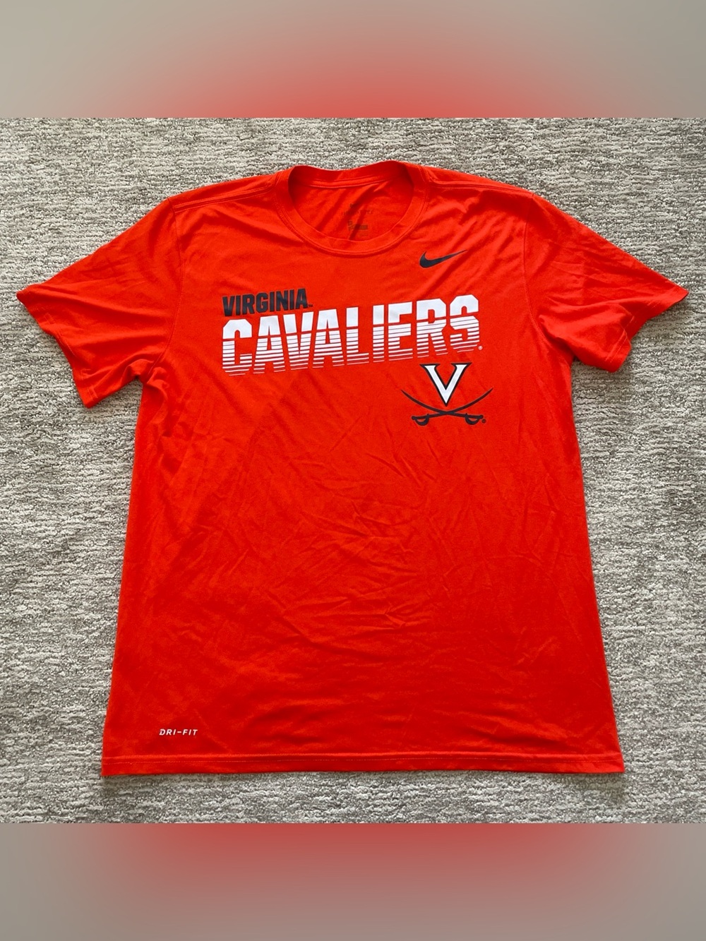 Virginia Cavaliers Nike Dri-Fit Short Sleeve Shirt Men's Size Large Orange NCAA